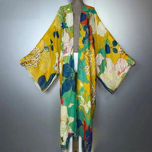 Kimono Boho Imprimé pour femme – coupe longue et finitions élégantes – Maison Layina
