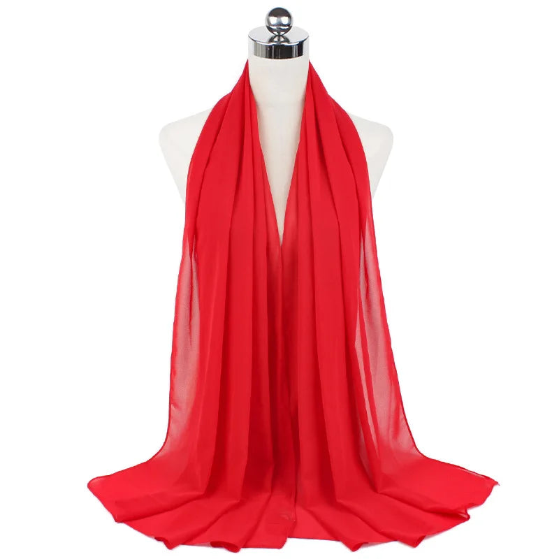 Hijab Mousseline Jersey – Rose, Rouge & Noir en rouge – Maison Layina