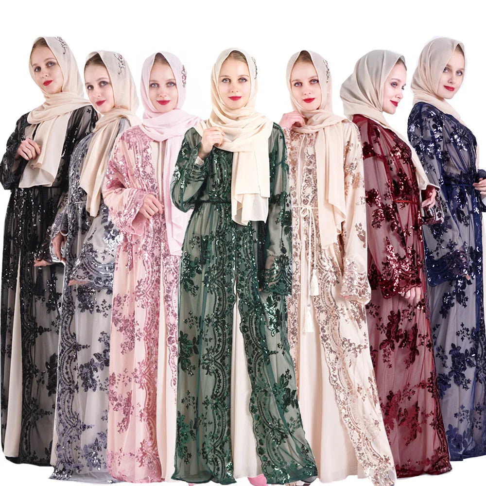 Abaya Ramadan Sequins Polyester – détail de la coupe