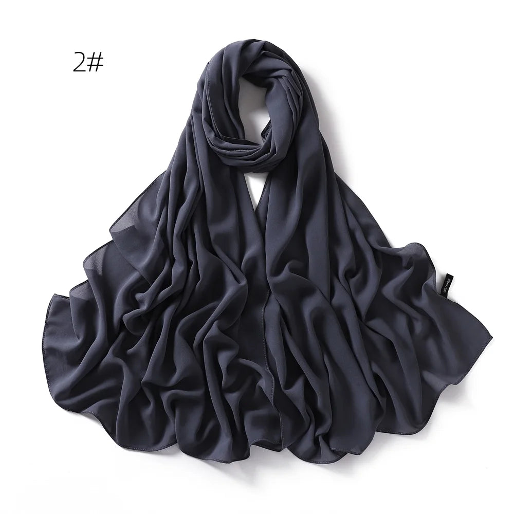 Hijab Mousseline Rétro Pour Femme – Tons Essentiels en gris anthracite – Maison Layina