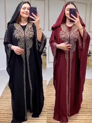 Ensemble Abaya Capuche 2 Pièces Diamant – vue principale