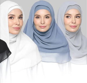 Hijab Mousseline Uni Long Pour Femme – vue 4
