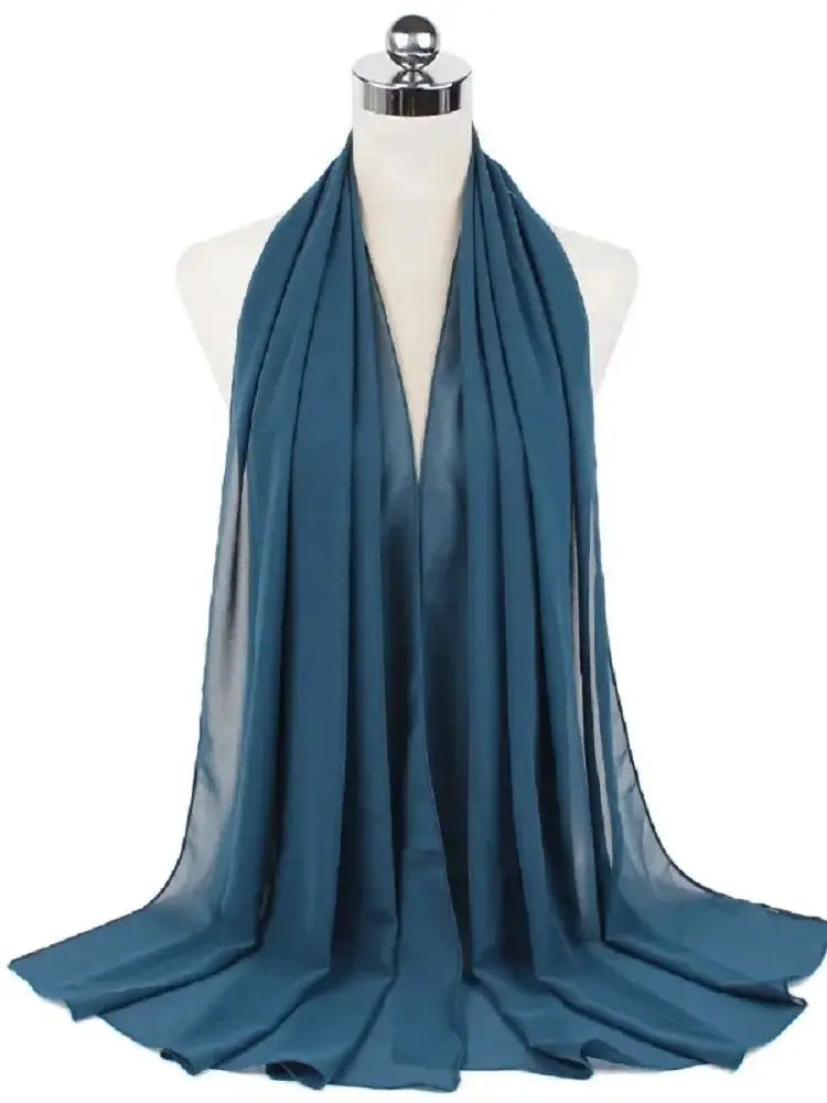 Hijab Mousseline Instantané – Tons Frais en bleu pétrole – Maison Layina