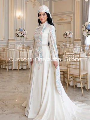 Caftan Mariage Blanc Deux Pièces Brodé – vue principale