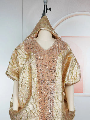 Abaya Dubaï Sequins Luxe Pour Femme – présentation du modèle, vue 4