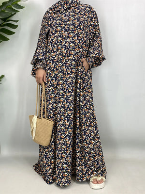 Abaya Florale Khimar Assorti – présentation du modèle, vue 4