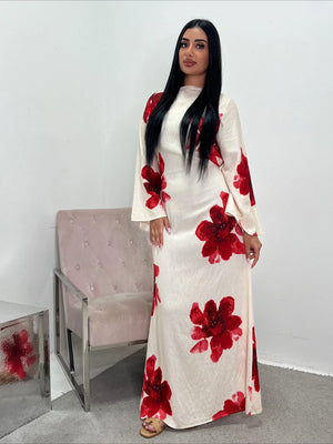Abaya Jalabiya Imprimée Soirée – présentation du modèle, vue 4