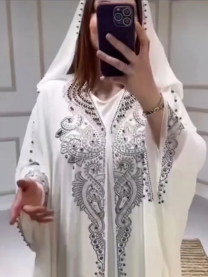 Ensemble Abaya Capuche 2 Pièces Diamant – détail du tissu et des finitions
