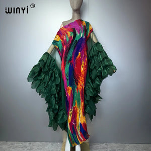 Kaftan Plissé WINYI Pour Femme – détail du tissu et des finitions