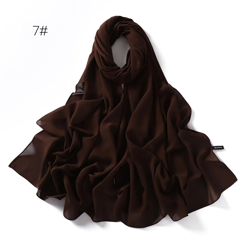 Hijab Mousseline Rétro Pour Femme – Tons Naturels en marron chocolat – Maison Layina