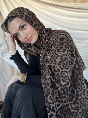 Hijab Léopard Bohème – détail de la coupe