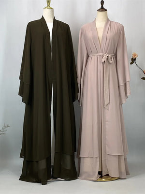 Abaya Ouverte Mousseline Kimono – détail du tissu et des finitions