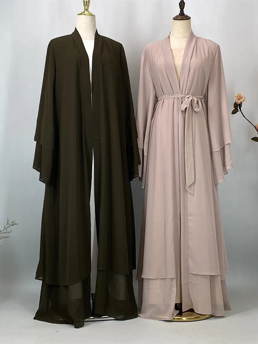 Abaya Ouverte Mousseline Kimono – détail du tissu et des finitions