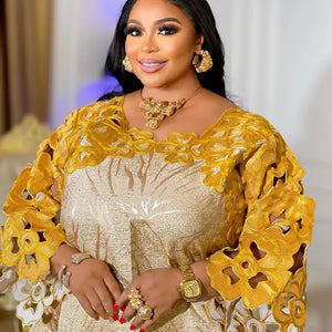 Abaya Africaine Bazin Brodée Pour Femme – vue produit 1 – Maison Layina