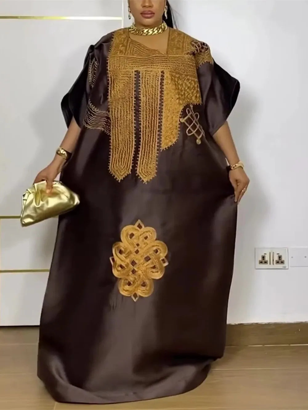 Abaya Africaine Dashiki Brodée Pour Femme – vue 2