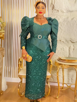Abaya Africaine Pailletée Grande Taille – vue produit 5 – Maison Layina