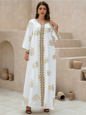 Abaya Col V Boutonnée Pour Femme – vue principale