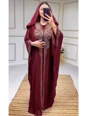 Abaya Dubai à Capuche 2 Pièces Strass – vue produit 7