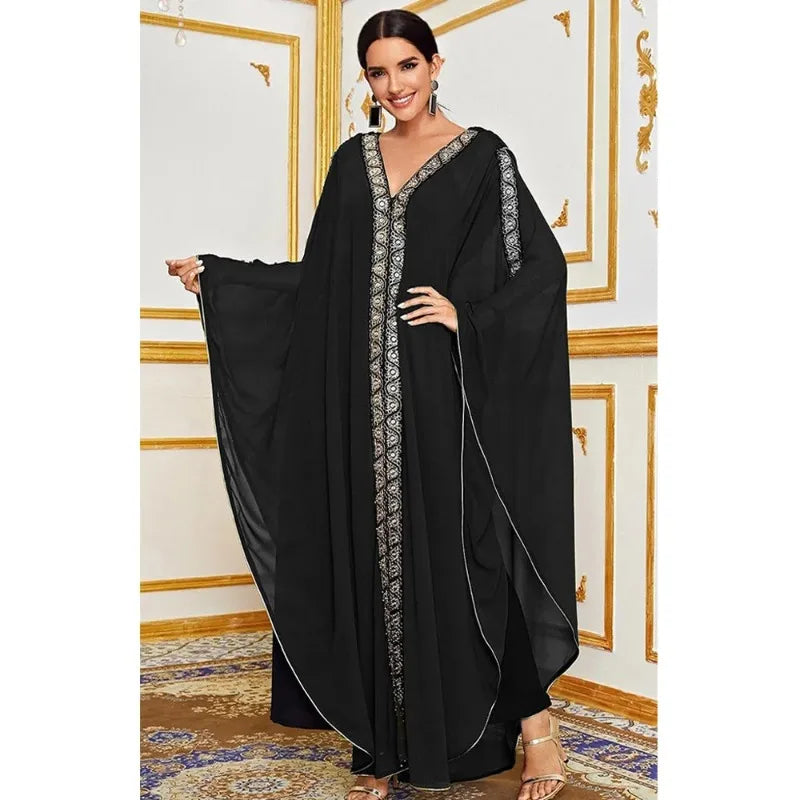 Abaya Farasha à Capuche Manches Papillon pour femme – coupe longue et finitions élégantes – Maison Layina