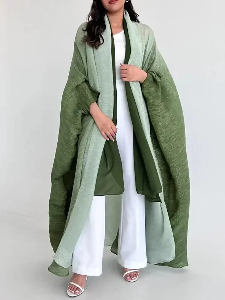 Abaya Kimono Plissée Dégradée Pour Femme – coupe longue et finitions élégantes – Maison Layina