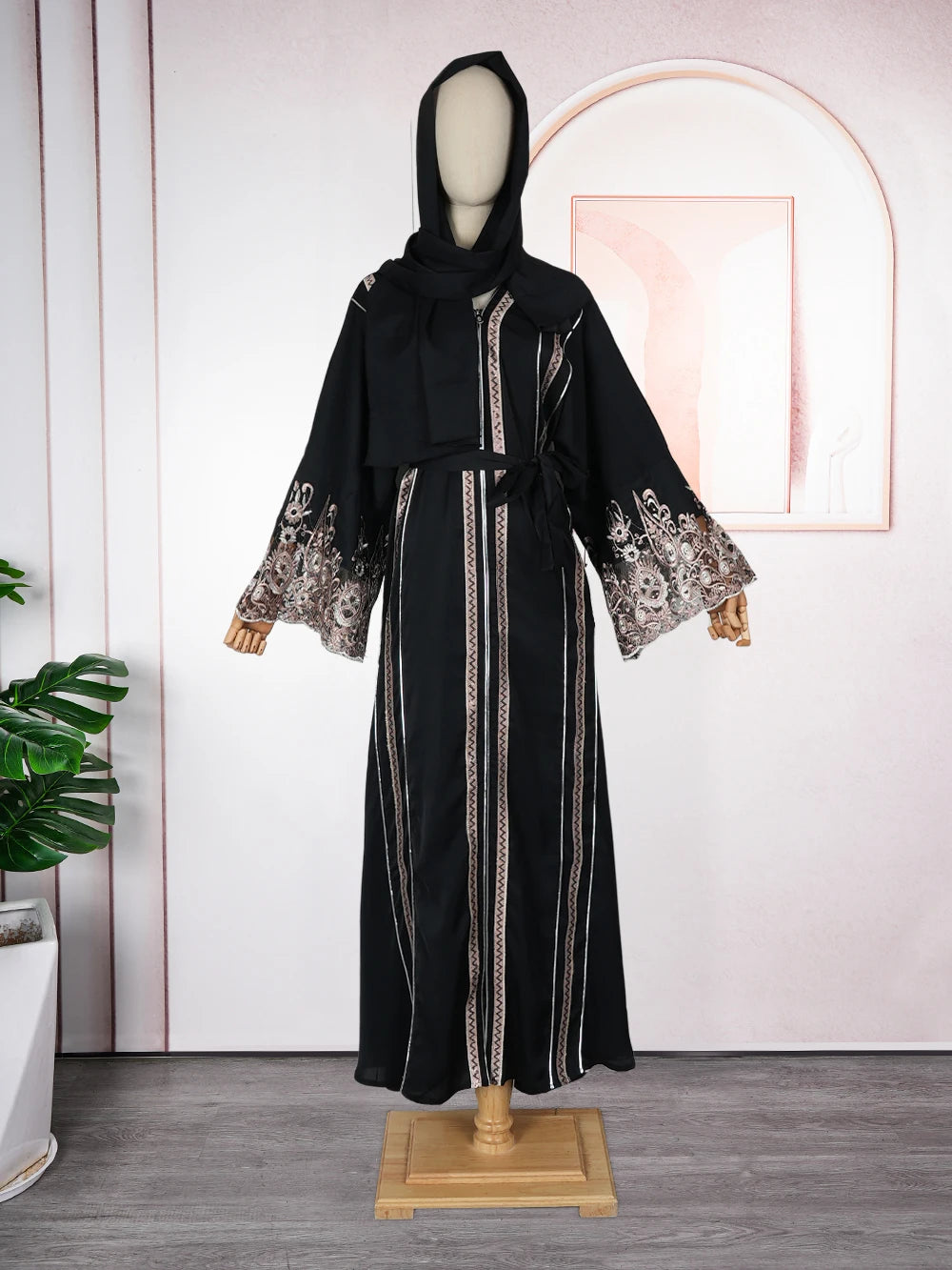 Abaya Kimono Ramadan Brodée Pour Femme – vue 2
