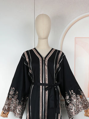 Abaya Kimono Ramadan Brodée Pour Femme – vue 4