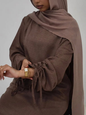 Abaya Marocaine Manches Nouées – vue principale