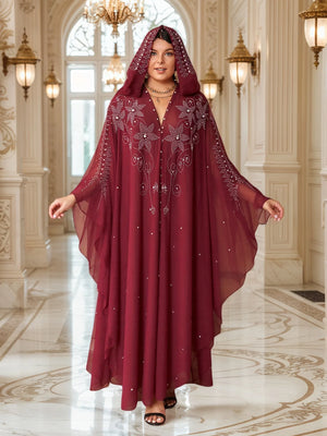 Abaya Ouverte à Capuche et Strass – vue produit 7