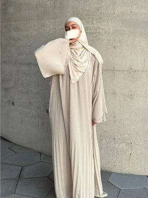 Abaya Plissée Manches Évasées Pour Femme – vue produit 2 – Maison Layina