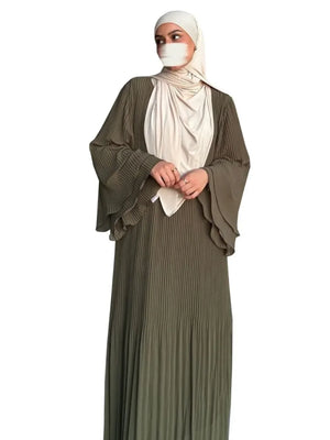 Abaya Plissée Manches Évasées Pour Femme – vue produit 5 – Maison Layina
