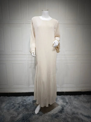 Abaya Plissée Manches Évasées Pour Femme – vue produit 7 – Maison Layina