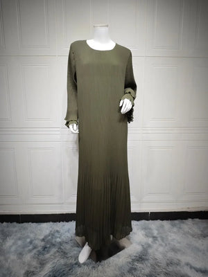 Abaya Plissée Manches Évasées Pour Femme – vue produit 8 – Maison Layina