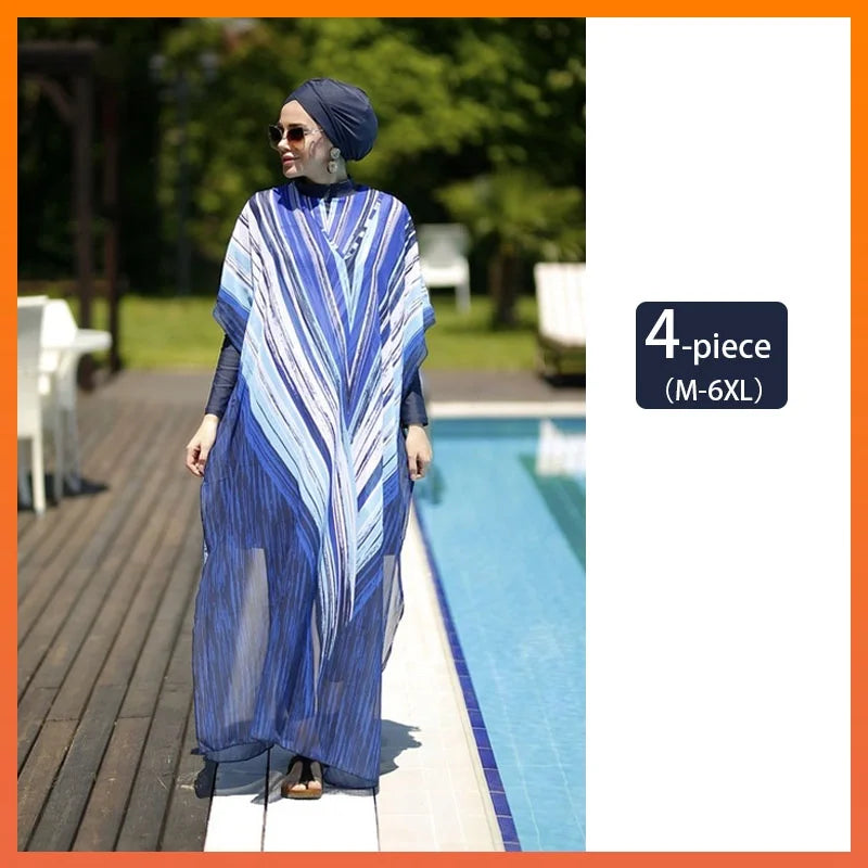 Burkini Grande Taille Bleu Dégradé 3 ou 4 Pièces – 4 pièces