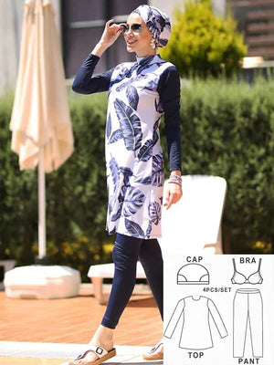 Burkini Fleuri 3 ou 4 Pièces UPF 50+ – vue produit 10