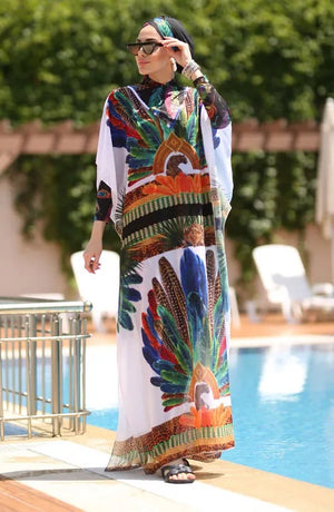Burkini imprimé 3 ou 4 pièces avec étole – 4 pieces avec etole