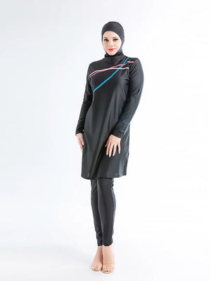 Burkini sport grande taille 3 pièces – noir