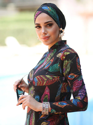 Burkini tropical grande taille 3 pièces – vue de détail 3