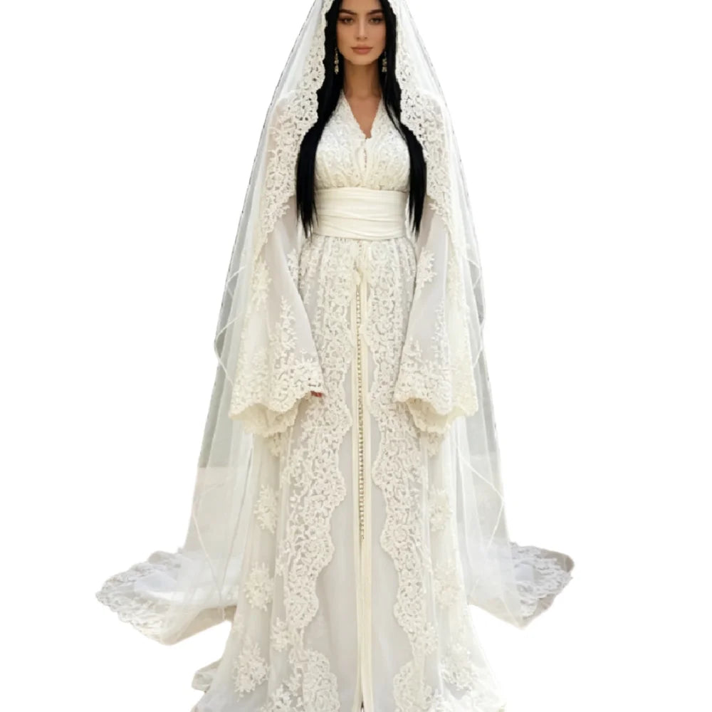Caftan Mariage Takchita Dentelle Vintage – vue produit 2 – Maison Layina