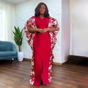 Caftan Marocain Satiné Multicolore – présentation du modèle, vue 6