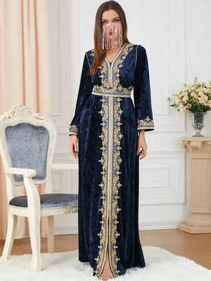 Caftan Marocain Velours Hiver Brodé Pour Femme – vue 6