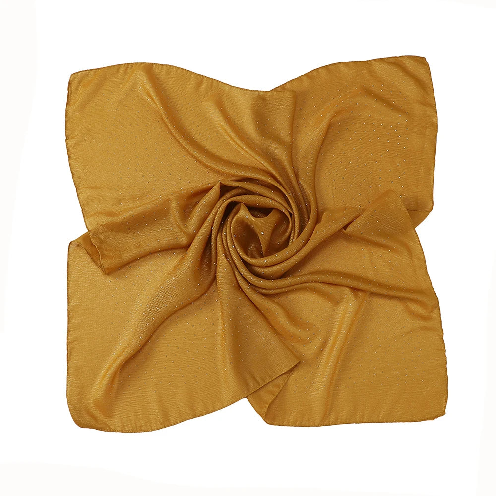 Hijab Carré Mousseline Strass Pour Femme – Tons Chauds en ocre – Maison Layina