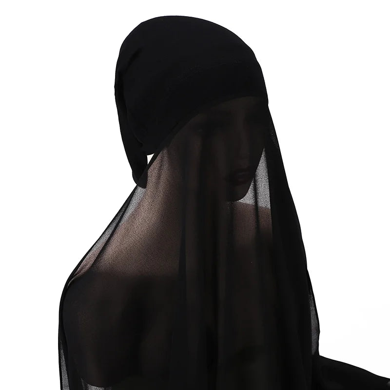 Hijab Instantané Bonnet et Mousseline – Tons Essentiels en noir – Maison Layina