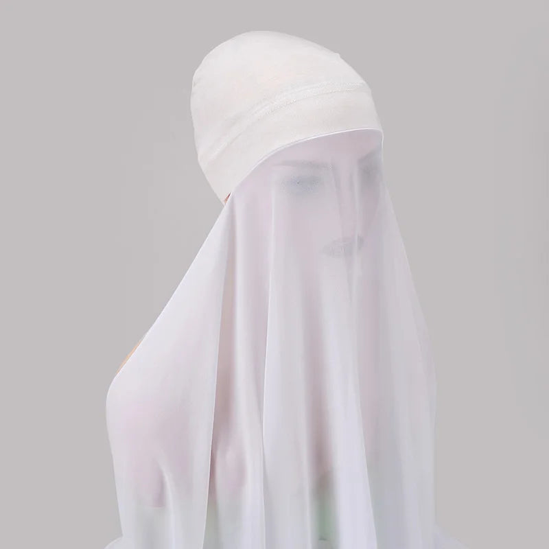 Hijab Instantané Bonnet et Mousseline – Neutres Lumineux en blanc – Maison Layina