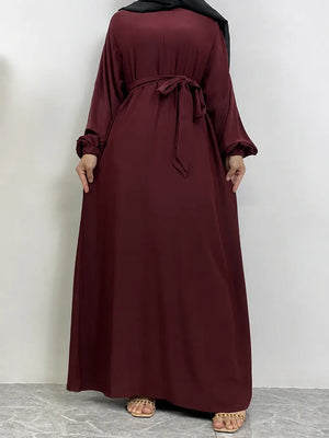 Robe caftan marocaine bordeaux à poches – vue principale