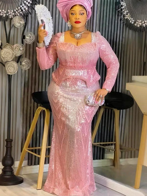 Robe Orientale Africaine Pailletée Grande Taille – vue principale