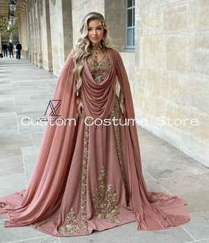 Robe Orientale Chaouia Rose à Cape – vue produit 1 – Maison Layina