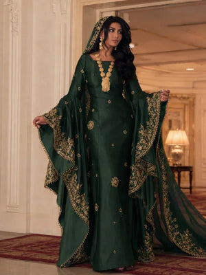 Robe Orientale Verte à Manches Féerique – vue principale – Maison Layina