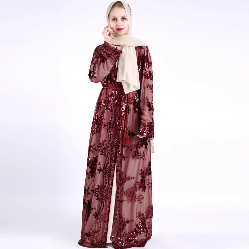 Abaya Ramadan Sequins Polyester – présentation du modèle, vue 5
