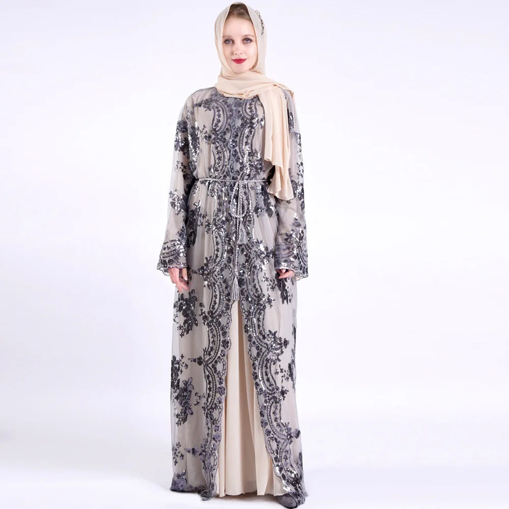 Abaya Ramadan Sequins Polyester – présentation du modèle, vue 4
