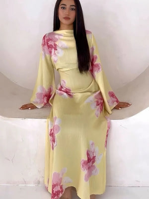 Abaya Jalabiya Imprimée Soirée – présentation du modèle, vue 6